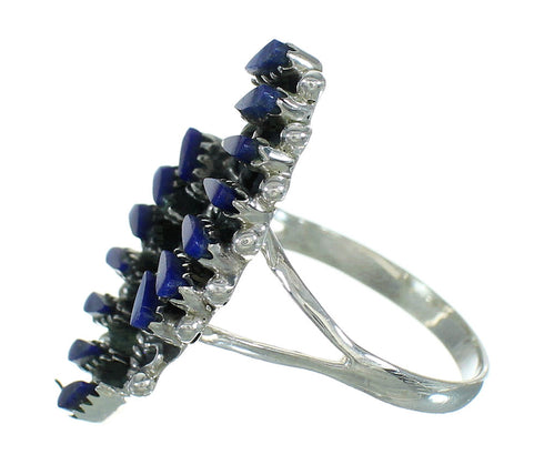 Lapis Needlepoint Southwest Genuine Sterling Silver Ring Size 5-1/2 AX88190